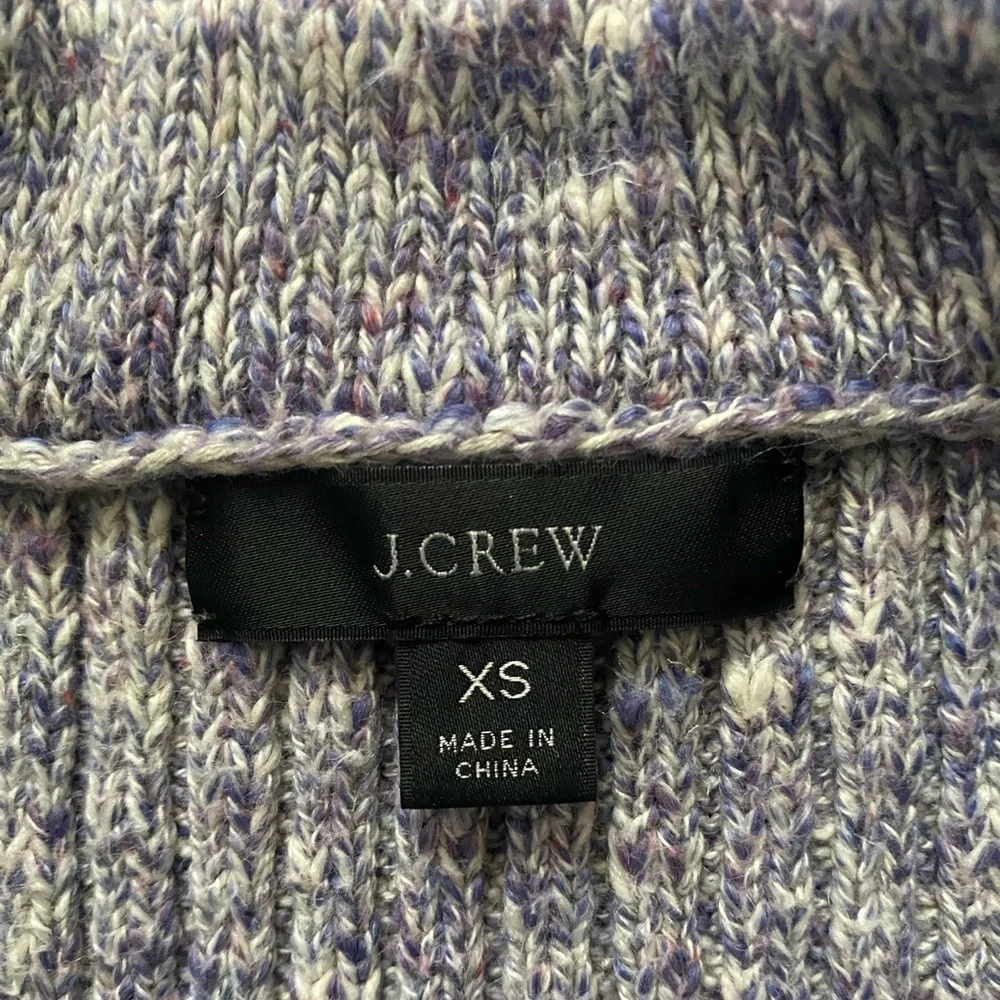 J. Crew Lilac Ivory Ribbed Thick Knit Long-Sleeve Crewneck Midi Sweater Dress XS
